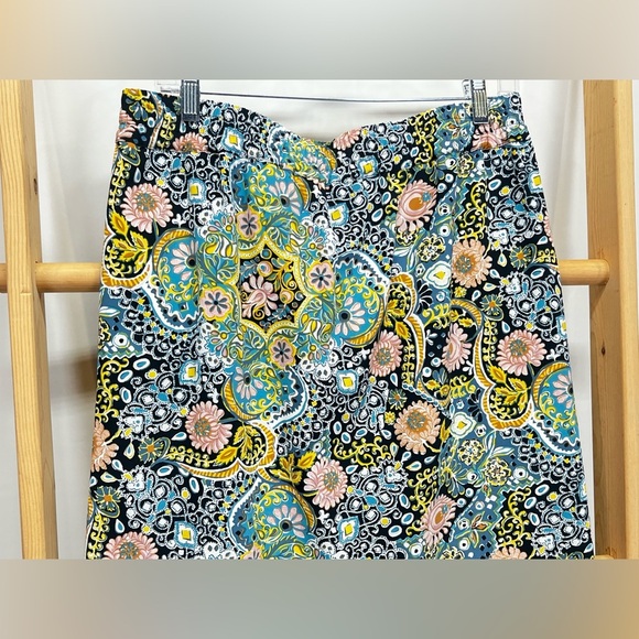 LOFT Blue and Pink Floral elastic waist drawstring skirt size M - Picture 7 of 12